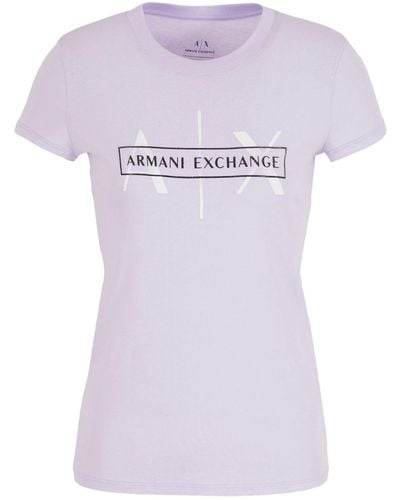 Armani Exchange T-shirt en coton à logo imprimé - Violet