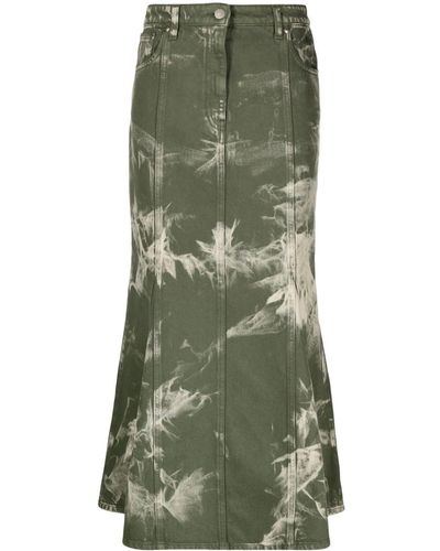 MSGM Tie-dye Fluted Maxi Skirt - Green