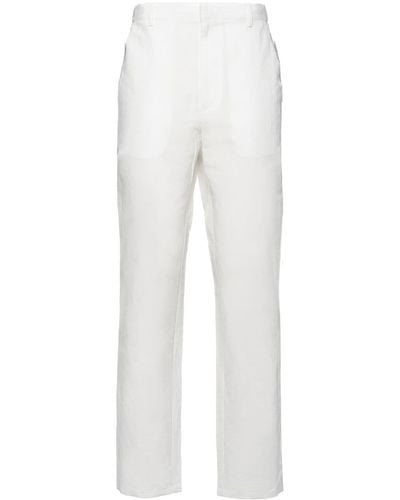 Prada Straight-leg Linen Trousers - White