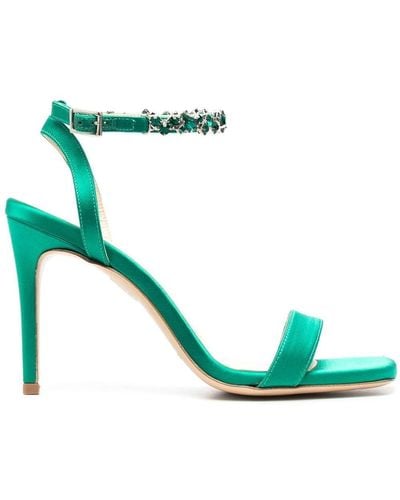 P.A.R.O.S.H. 110mm Crystal Ankle-strap Sandals - Green