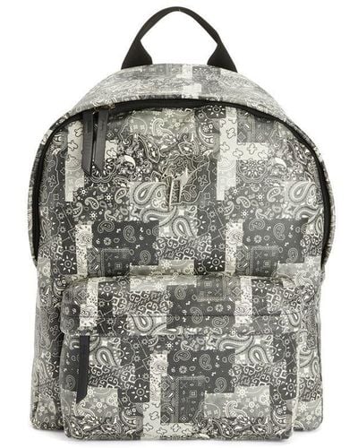Giuseppe Zanotti Paisley-print Leather Backpack - Grey