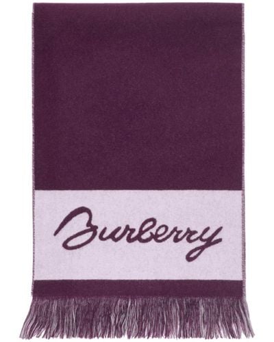 Burberry Ekd Logo Wool Scarf - Purple