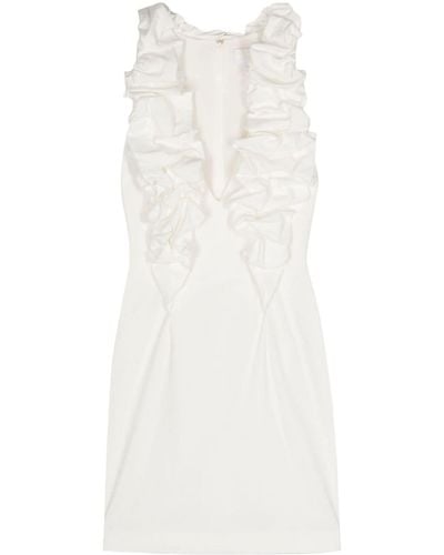 Genny Ruffled Detail Mini Dress - White