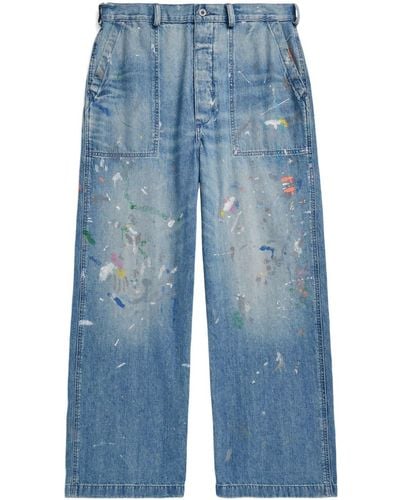 Polo Ralph Lauren Straight Jeans Met Verfspatten - Blauw