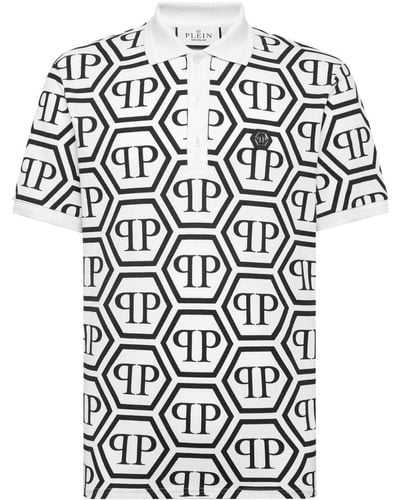 Philipp Plein Polo en coton à logo imprimé - Blanc
