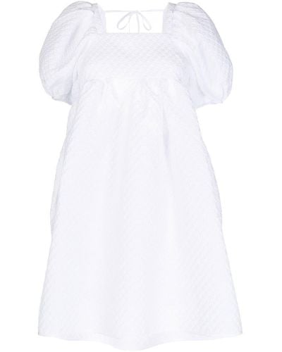 Cecilie Bahnsen Textured Puff-sleeve Mini Dress - White