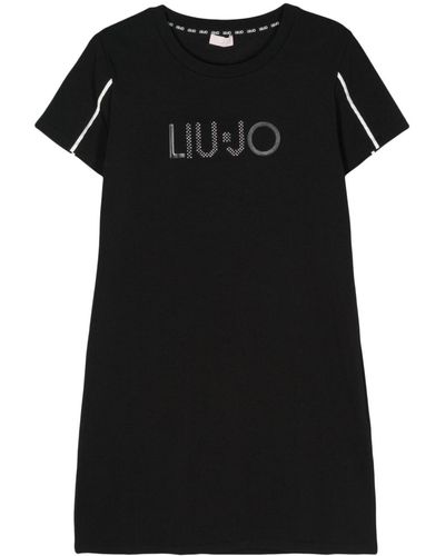Liu Jo T-Shirtkleid mit Logo-Print - Schwarz
