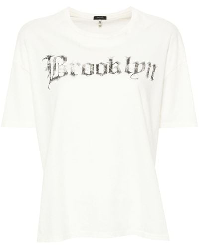 R13 T-shirt en coton à imprimé Brooklyn - Blanc