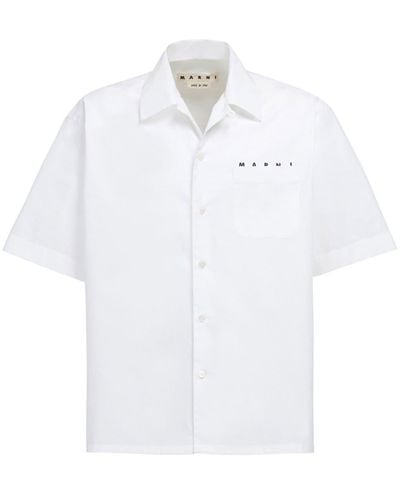 Marni Bowlinghemd mit Logo-Print - Weiß