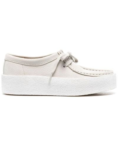 Clarks Leather Flatform-sole Trainers - White