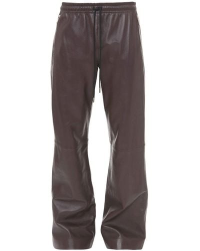 JW Anderson Drawstring Wide-leg Leather Trousers - Grey