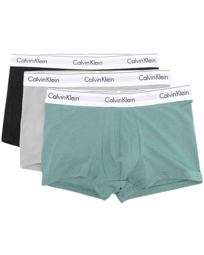 Calvin Klein Logo-waist Boxers (set Of Three) - Green