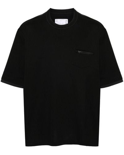 Sacai Panelled-Design T-Shirt - Black