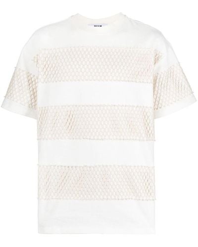 MSGM Camiseta con paneles de malla - Blanco