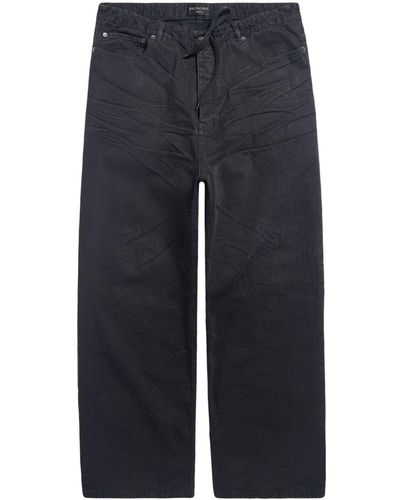 Balenciaga Wide-Leg-Jeans mit Kordelzug - Blau
