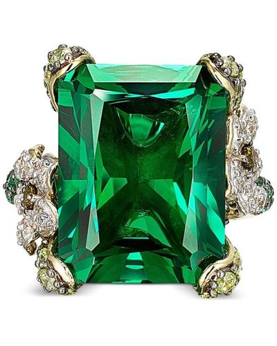 Anabela Chan 18kt vergoldeter Ring mit Smaragd und Aschenputtel - Grün