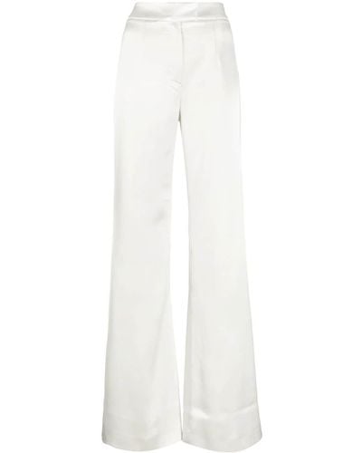 Galvan London Pantalon ample en satin à taille haute - Blanc
