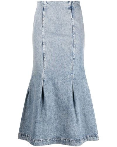 Khaite High-waisted Slim-cut Skirt - Blue