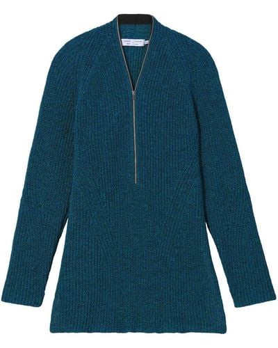 Proenza Schouler Chunky Knit Zip Top - Blue