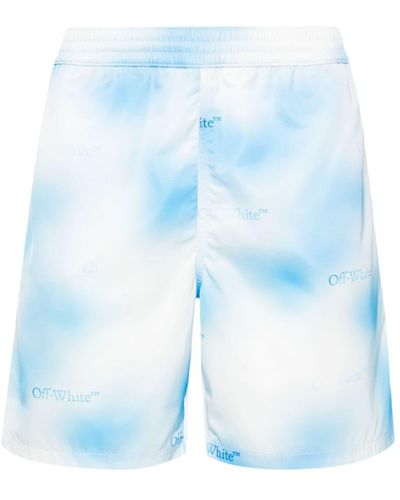 Off-White c/o Virgil Abloh Logo-print Ombré Swim Shorts - Blue