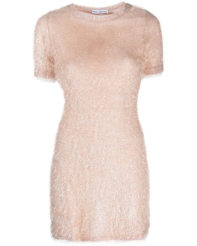 Rabanne Metallic-thread Short-sleeve Minidress - Pink