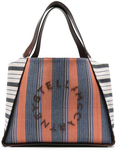 Stella McCartney Striped Cotton Tote Bag - Black