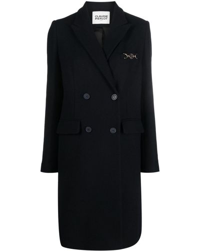 Claudie Pierlot Logo-plaque Double-breasted Coat - Black