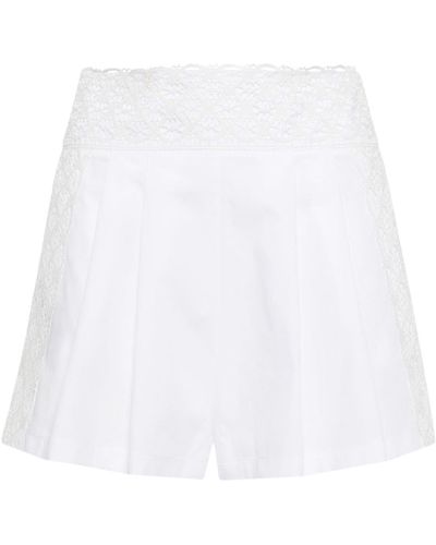 Ermanno Scervino Pantalones cortos con aplique de encaje - Blanco