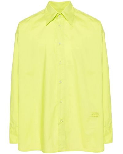 MM6 by Maison Martin Margiela Numbers-embroidered Poplin Shirt - Yellow