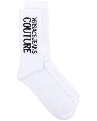 Versace Logo-intarsia Cotton Socks - White
