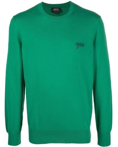 A.P.C. Sweater Met Geborduurd Logo - Groen
