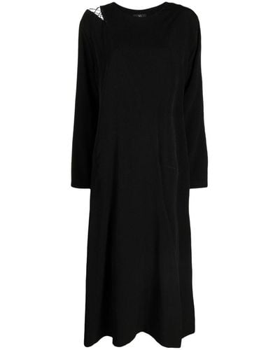 Y's Yohji Yamamoto Asymmetric Lace-up Midi Dress - Black
