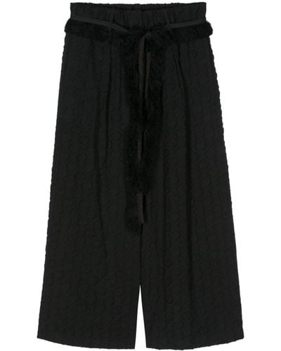 Alysi Fil-coupé Cropped Trousers - Black