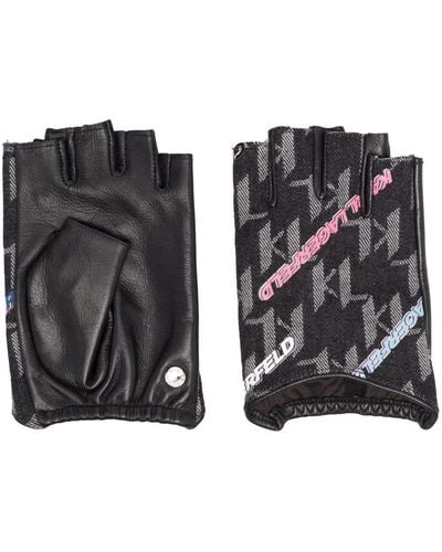 Karl Lagerfeld K/monogram Paneled Gloves - Black