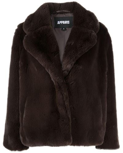 Apparis Oversized Faux-fur Coat - Black