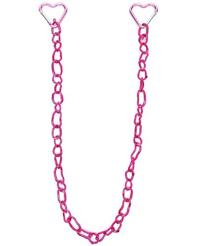Collina Strada Heart-clasp Crushed Chain Necklace - Pink