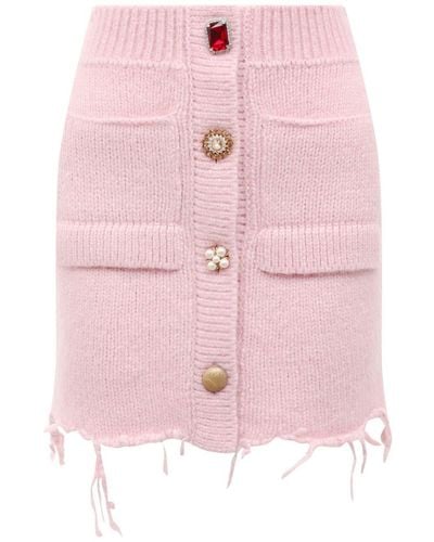 Vetements Raw-cut Knitted Miniskirt - Pink