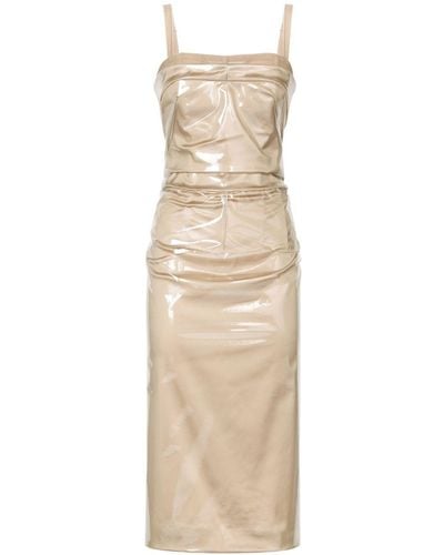 Dolce & Gabbana Long satin and PVC calf-length dress - Neutro