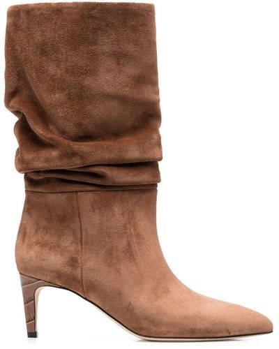 Paris Texas Suede Slouched Boots - Brown