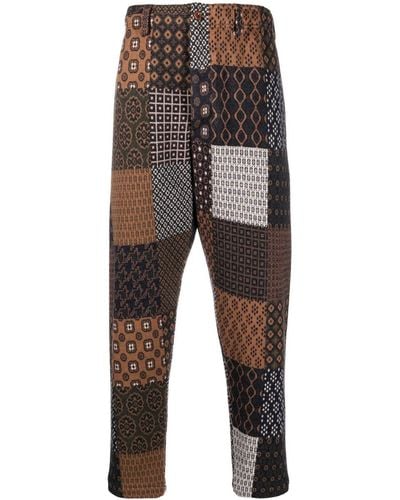 4SDESIGNS Patchwork Slim Fit Trousers - Grey