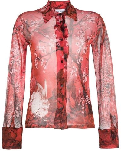 Ferragamo Long-sleeve Translucent Shirt - Pink