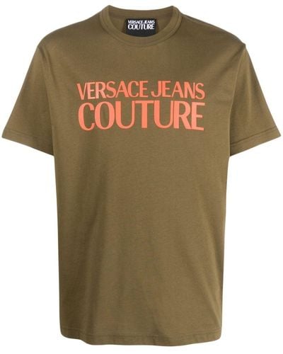 Versace T-shirt en coton à logo imprimé - Vert