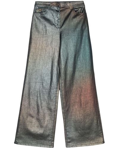 Alberta Ferretti Metallic-effect Wide-leg Jeans - Gray