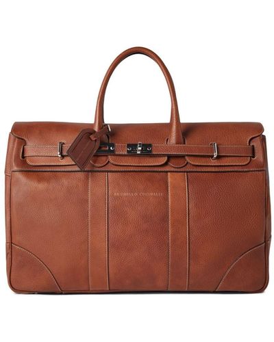 Brunello Cucinelli Top-handle Leather Holdall Bag - Bruin
