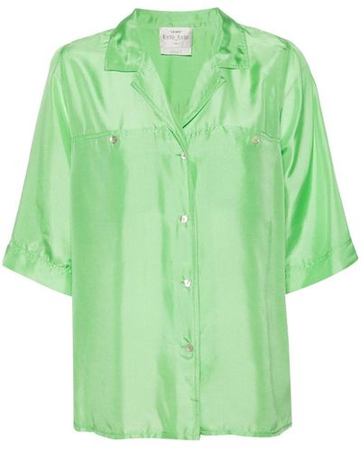 Forte Forte Camp-collar Silk Shirt - Green
