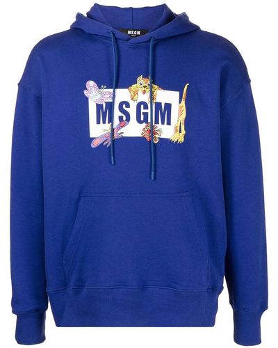 MSGM Hoodie Met Logoprint - Blauw
