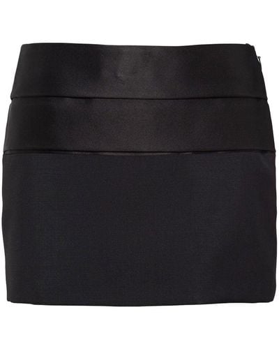 Prada Triangle-logo Panelled Miniskirt - Black