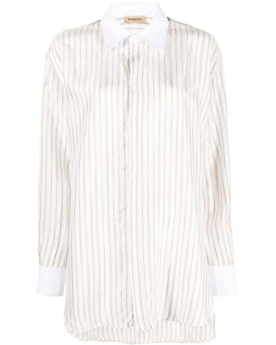 Barena Langes Hemd mit Streifen - Weiß