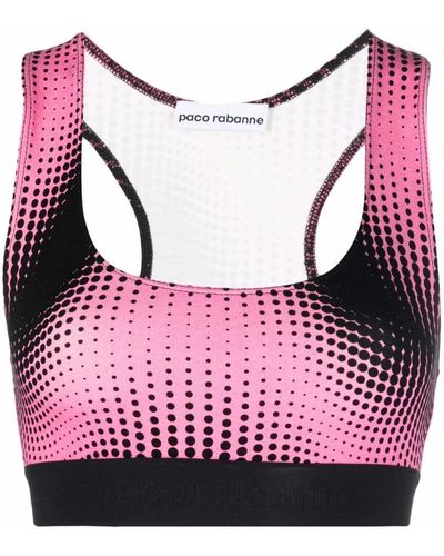 Rabanne Graphic-print Racerback Cropped Top - Pink