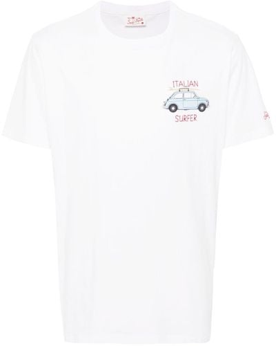 Mc2 Saint Barth Logo-embroidered Cotton T-shirt - White